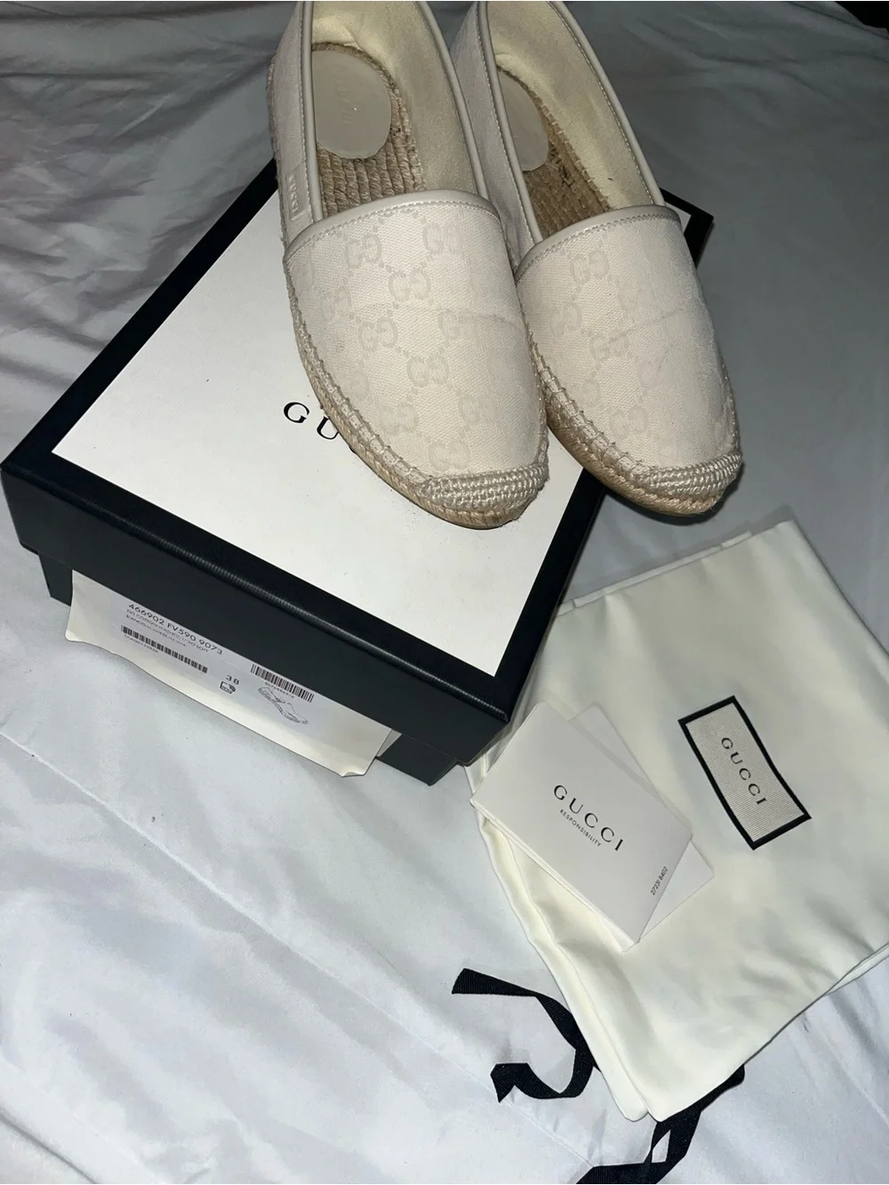 Gucci Cream Canvas GG Espadrilles